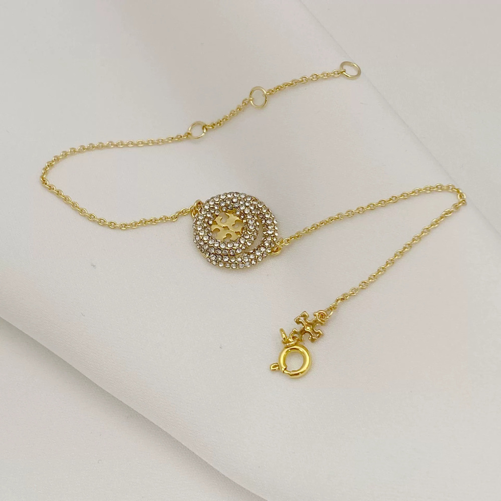 Tory Burch Pave Rhinestone Flat Universe Gold Bracelet